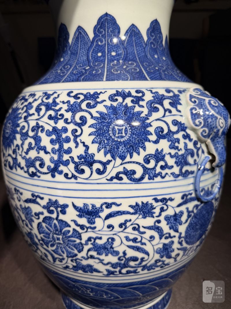 民国 青花缠枝莲纹象首铺首尊 - 图8
